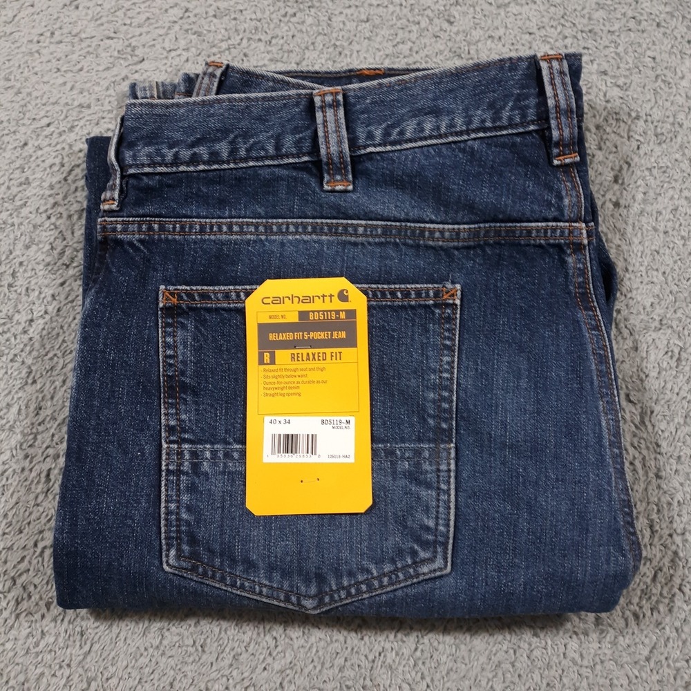 Carhartt Jeans Denim Mens Size 40 x 34 Relaxed Fit 5-Pocket Workwear NEW